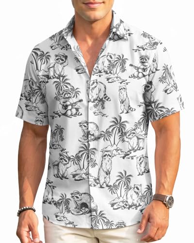 Image of 99TIMORO Fathers Funny Mens Hawaiian Shirt, Movie Button Down Short Sleeve Top, Father Day Summer Gifts