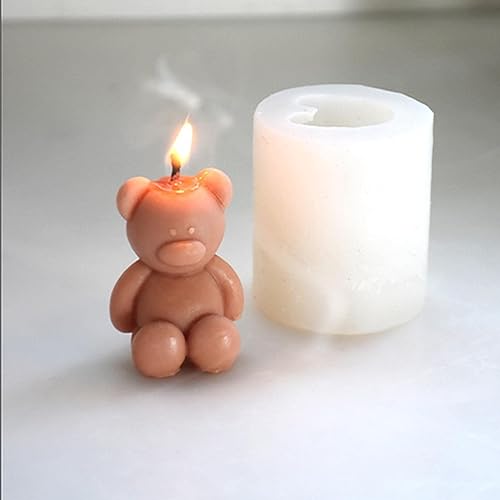Miniatura 2 de Moldes de silicona de oso 3D, 13 piezas de moldes de vela de resina de animales lindos, moldes de fundición de resina epoxi de oso de dibujos