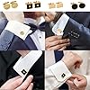 Cufflinks for Men, 4 Pairs Gold Cufflinks, Classic Cuff Links for Business, Wedding, Formal Events, Elegant Gift for Grooms and Professionals #3