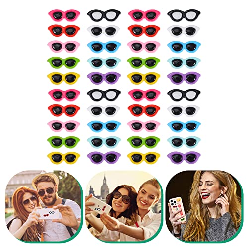Toyvian 40Pcs Resin Flatback Sunglasses Love Heart Mini Sunglasses Resin Decor Crystal Mud Stuffing Cute Sun Glasses Charm Jewelry Accessory for DIY Hair Clip Phone Case Embellishment - Image 3