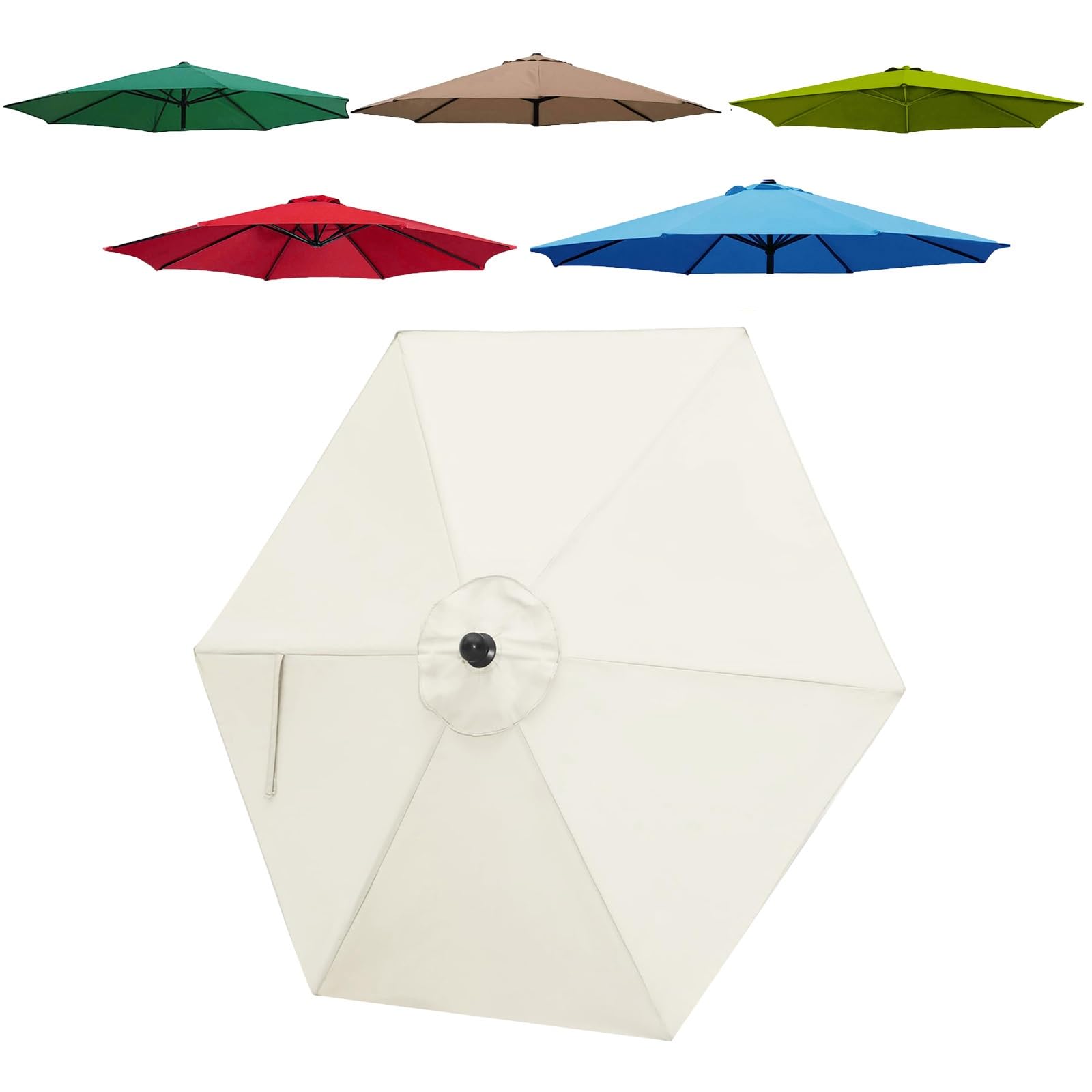 Toldo De Recambio de Sombrilla de 2.0m/2.50m/2.70m/3.0m tela De Repuesto de Sombrilla 6 Varillas, Cubierta Repuesto Para Sombrilla De Patio, toldo Para Exteriores