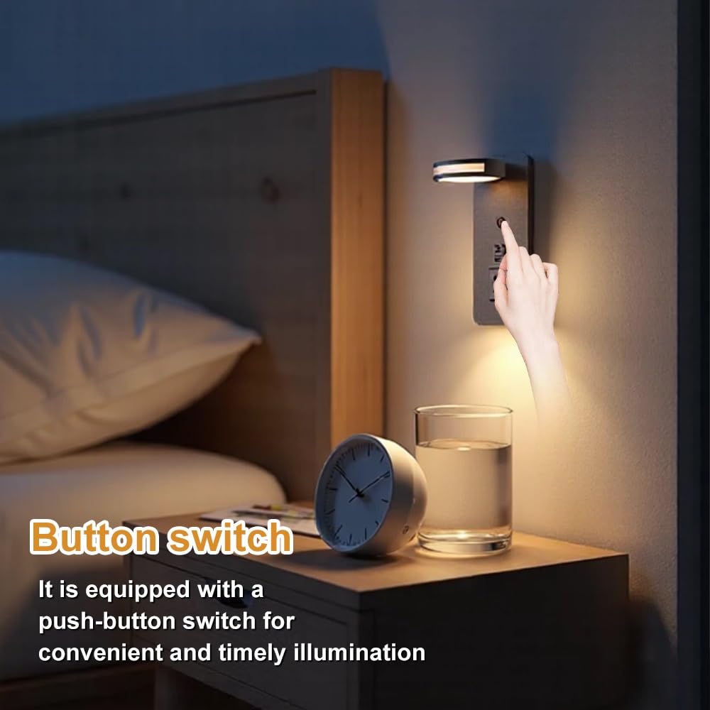 Jadssox Verstellbare LED-Wandleuchte Mit Schalter, USB-Ladeanschluss Und 350°-Drehung, Ideal Als Nachttischlampe, Leselampe Oder For Wohnzimmer Und Schlafzimmer(Black)
