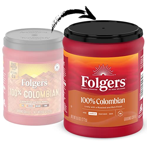 Image of Folgers 100% Colombian Coffee, Medium Roast Ground Coffee, 9.6 Ounce Canister