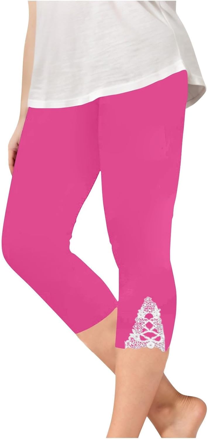 Mädchen 3/4 Leggings Sommer - High Waist Capri Hose Sportlich Bequem