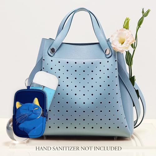 Image of Hand Sanitizer Spray Case, Portable Hand Sanitizer Holder, Mini Pouch, Zippered Pouch Case for Hand Sanitizer, Fashion Accessory with Snap Hook Hand Sanitizers 1FL. OZ., Napping Cat