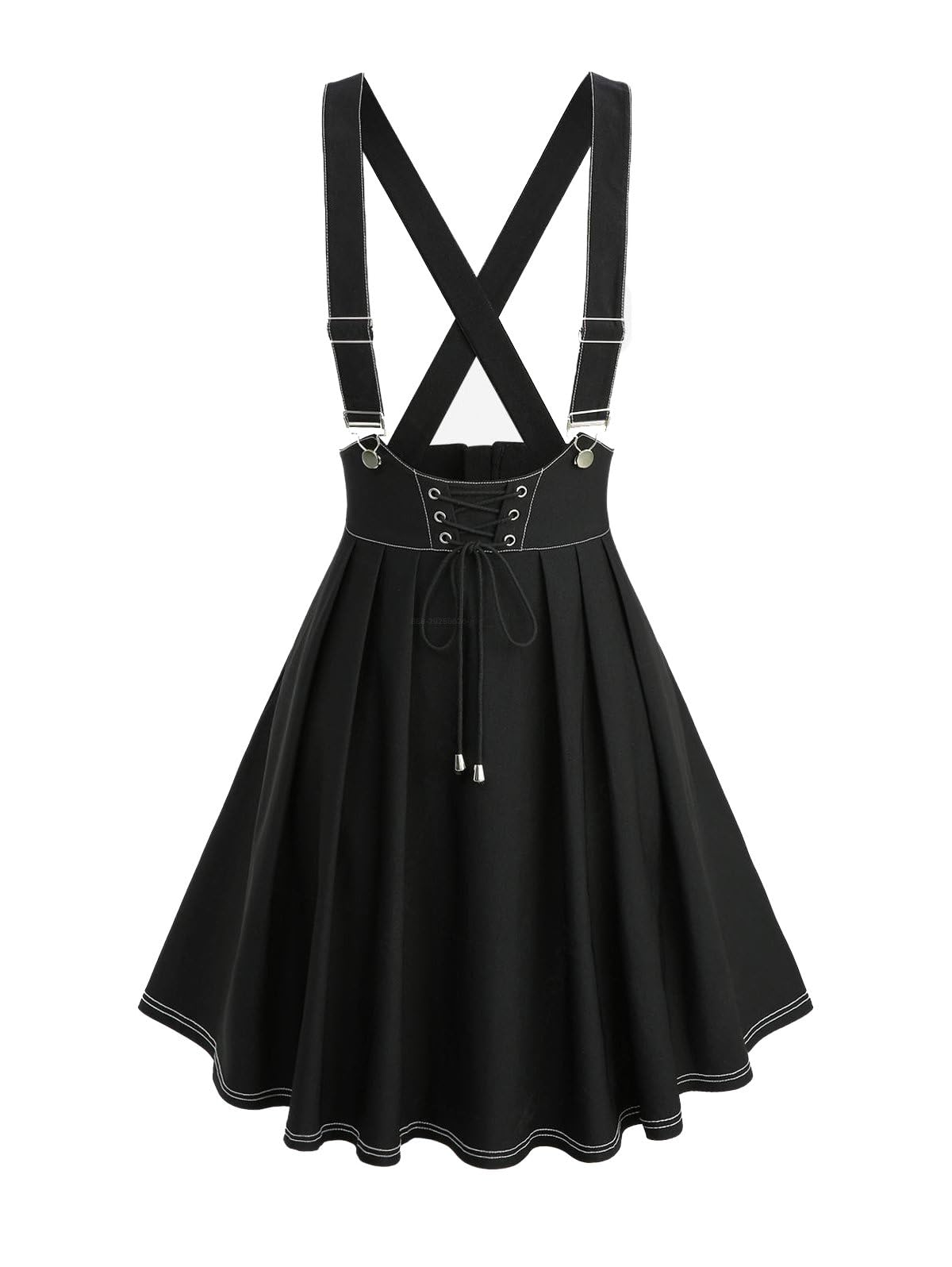 ROSE GAL Plus Size Womens Casual Suspender Skirt Back Zipper Lace-up Topstitching Skirt