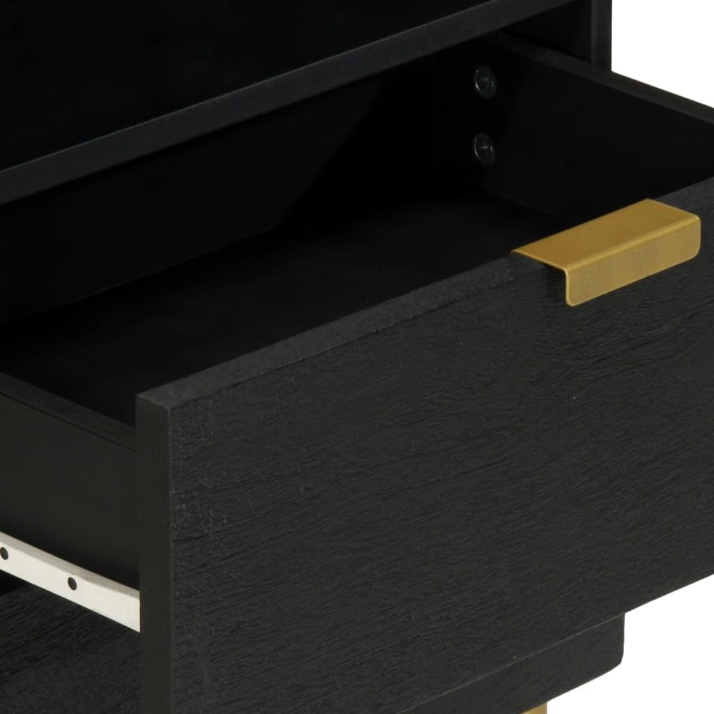 Homgoday Mesita de noche, mesita de noche, mesita de noche, mesa auxiliar, mesa auxiliar para cama, dormitorio, salón, color negro, 50 x 33 x 62 cm, madera