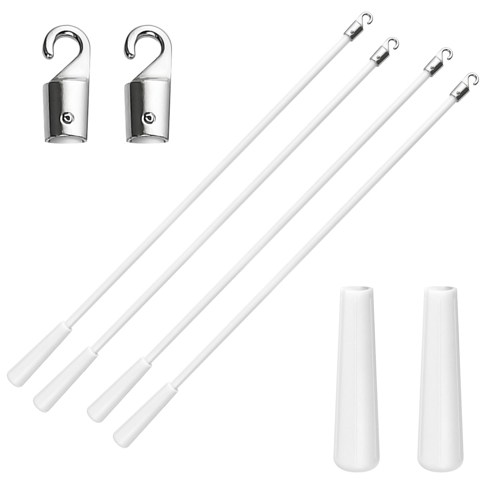 Lainballow 4 Pcs 17 Inches Blinds Wand Replacement, Blind Tilt Wand with Hook and Handle, Fiberglass Window Blind Wand for Windows, Curtain Shades, Venetian Blinds(White)