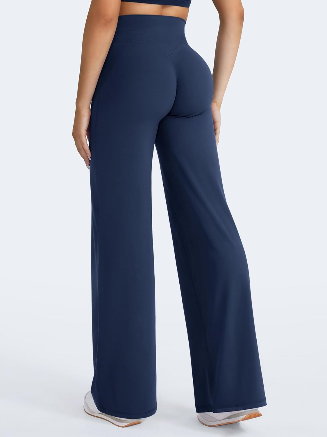HIGORUN Straight Leggings Bottoms High Waisted No Front Seam Workout Leggings for Women 31" Wide Leg Casual Gym Yoga Pants - Image 4