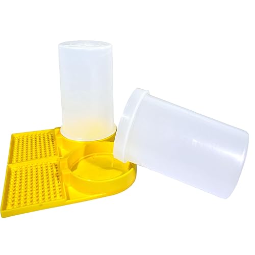 Miniatura 1 de Paquete de 2 estaciones de riego de abejas, dispensador de agua de apicultura, herramientas perfectas para apicultura (amarillo blanco)