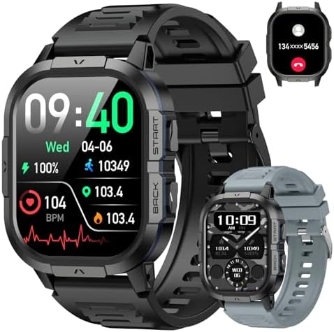 Smart Watch for Men Fitness Tracker: Waterproof Military Digital Mens Watches Running Make Answer Call Smartwatch Android Phone iPhone Samsung Compatible Sleep SpO2 Heart Rate Monitor Step Pedometer Smart Watch for Men Fitness Tracker: Waterproof Military Digital Mens Watches Running Make Answer Call Smartwatch Android Phone iPhone Samsung Compatible Sleep SpO2 Heart Rate Monitor Step Pedometer