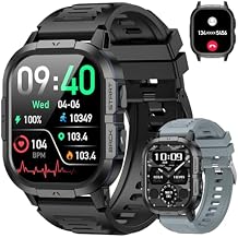 Smart Watch for Men Fitness Tracker Waterproof Military Digital Mens Watches Make Answer Call Smartwatch Android Phone iPhone Samsung Compatible Step Pedometer Running Sleep SpO2 Heart Rate Monitor