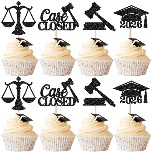 24 Pack Lawyer 2024 Graduation Cupcake Toppers Glitter Class of