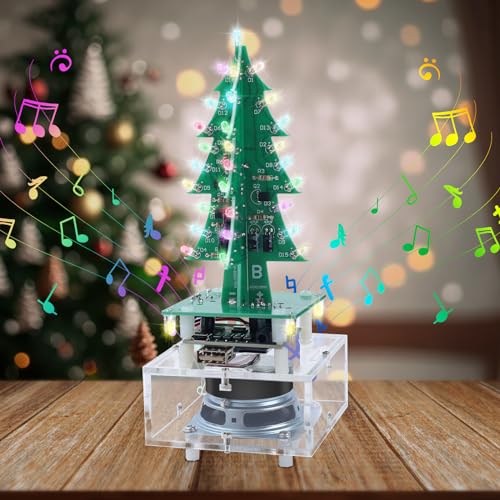 Árbol de Navidad con kit de soldadura musical Bluetooth para decorar mesas de trabajo