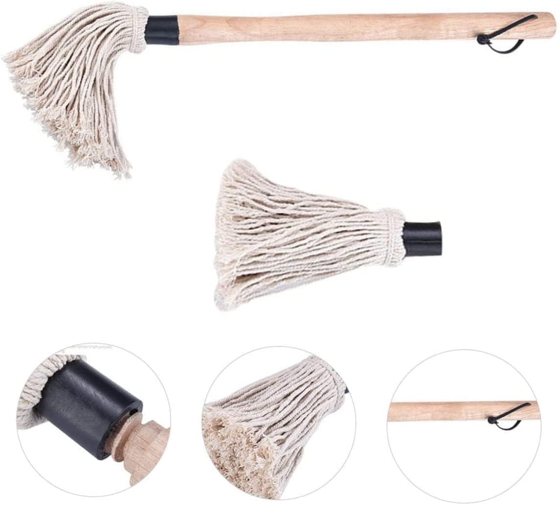 1 Set Replaceable Basting Brush Roasting Brush Pig Roast Mop Sauce Pastry Basting Oil Baking Marinade Cotton Yarn Pork