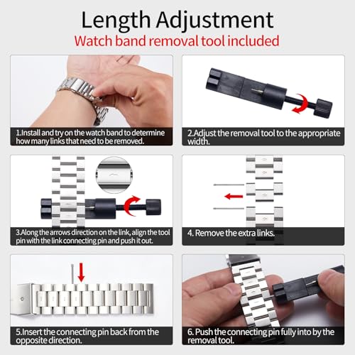 Image of BINLUN Stainless Steel Watch Band Replacement Brushed Finish Metal Watch Straps for Men and Women 20mm /22mm /24mm