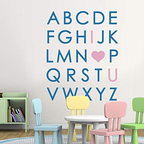 I Love You Wall Quotes Nursery Quotes Wall Stickers Removable Alphabet Letters Words Art Alphabet Wall Art Decor B(Large,Other Letters:black;I Love You:tomato Red) #TOP2