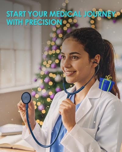 Image of Single Head Stethoscope for Nurses /Nursing School Students /Doctors | Navy Blue Tube Essential Estetoscopio for Medical BP Monitoring & Home Use, with Accessories Name Tag & without EVA Case
