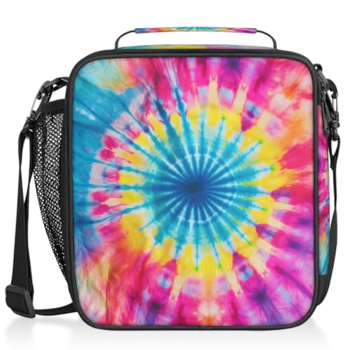 Pardick Rainbow Swirl Kids Lunch Bag Abstract Tie Dye Insulated Lunch Box Mini Cooler Back To School Thermal Meal Tote Kit Bento Tote Bags Thermal Lunchbox For Boys Girls thumb #8