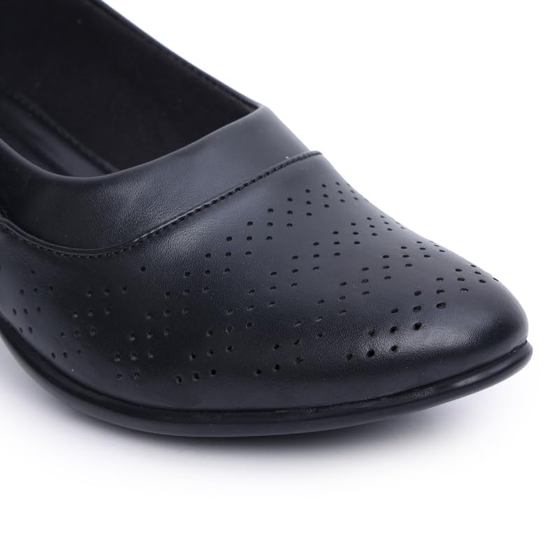 Padchin Women Round Toe Block Heel Black Pumps | Formal and Casual Fashion sandal with Stiletto Heels | Comfortable Casual and Formal Shoes | Stylish and Fashionable Ladies Pump Shoe for Daily Use 4