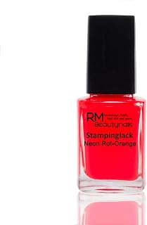 festliche Nailart-Ideen für Weihnachten – Stampinglack Neon Rot-Orange Stamping Lack Stempellack Nageldesign RM