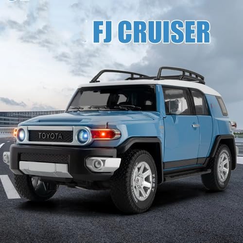 Image of 1:24 Toyota Toy Car Fj Land Cruiser Toy Car Diecast Metal Cars Light Sound Pull Back Openable Door Cars for Kids, Multicolor