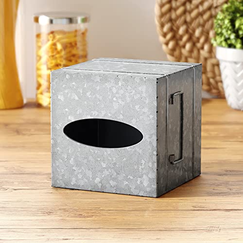Barnyard-Designs-Rustic-Galvanized-Tissue-Box-Cover-Decorative-Bathroom-Facial-Tissue-Box-Holder-Farmhouse-Country-Decor-Square Barnyard Designs Rustic Galvanized Tissue Box Cover Decorative Bathroom Facial Tissue Box Holder Farmhouse Country Decor Square