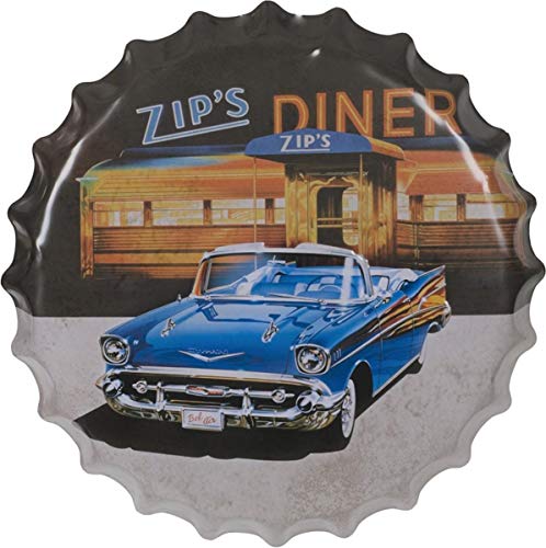 Tableau déco murale métal rétro pub voiture décapotable vintage 40 cm