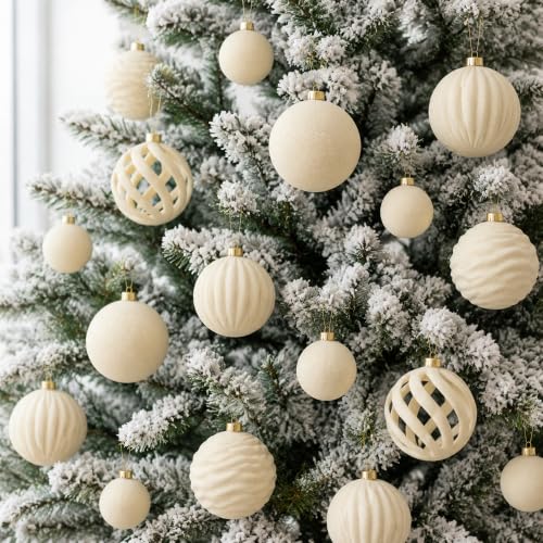 Image of 6In Velvet Ornaments for Christmas Tree,2Pcs Large Christmas Ornament Set
