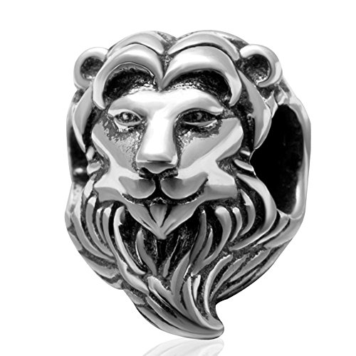 Charm a forma di leone, ideale per un regalo di compleanno, un anniversario, compatibile con bracciali Pandora, in argento Sterling 925 B