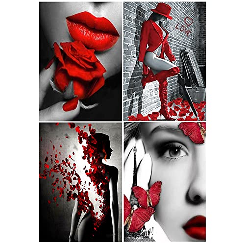 Peinture diamant 30x40 cm femme nue lot de 4 kits complets