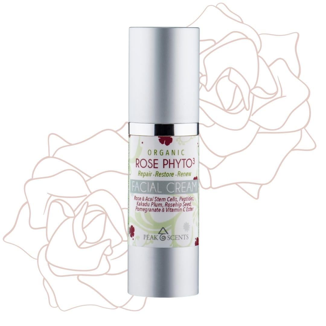 Organic Rose Phyto³ Graceful-Aging Face Cream - Natural Moisturizer, Vitamin C, Plant Stem Cells, Vitamin C, Rosehip Seed Oil, Peptides for Hydration, & Radiance - (1 fl. oz)