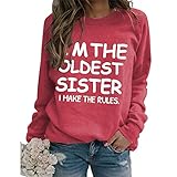 felpe estetiche donna i'm the oldest sister i make the rules stampa girocollo maniche lunghe felpe, rosso 2., xx-large
