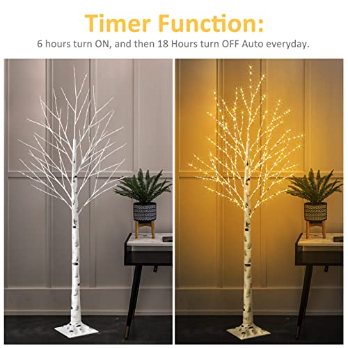 Fastdeng 5.5Ft Lighted Birch Tree - 440 Multicolor Led Christmas Tree Lights With Remote, 8 Modes Flashing Warm White Fairy Lights, Timer Function, Dimmable For Wedding Party Indoor Outdoor Decor #TOP5