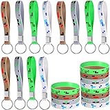32 Pieces Pixelated Miner Style Character Wristband Bracelets Silicone Wristbands, Pixelated Theme Bracelet Keychains Designs for Mining Themed or Crafting Style Party Supplies