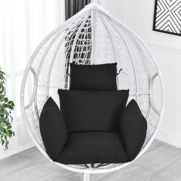 KYNE Cushion for Hanging Basket Swing Chair for Outdoor Egg Swing Chair Garden Swing, Seat Padded Pillow Polyester Designer Cushion (Black Sofa)-image-4
