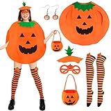 Photo Gallery moerstar costume di halloween da zucca per adulti, 6 pezzi, costume da zucca da donna con cappello di zucca caramelle, orecchini a forma di zucca per halloween, carnevale, cosplay Photo Gallery moerstar costume di halloween da zucca per adulti, 6 pezzi, costume da zucca da donna con cappello di zucca caramelle, orecchini a forma di zucca per halloween, carnevale, cosplay
