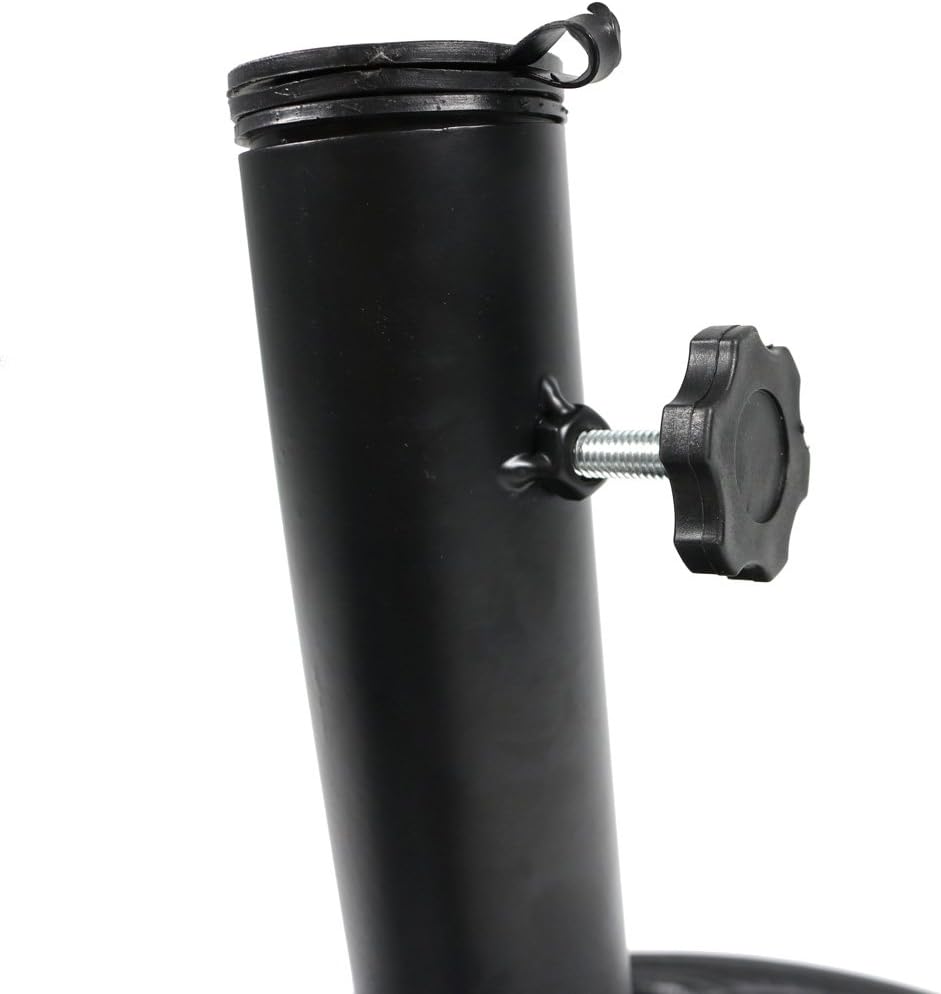 Sunnydaze 7.5 Foot Aluminum Burnt Orange Outdoor Patio Umbrella with Tilt and Crank and 18-Inch Black Heavy-Duty Cast Iron Patio Umbrella Base Stand