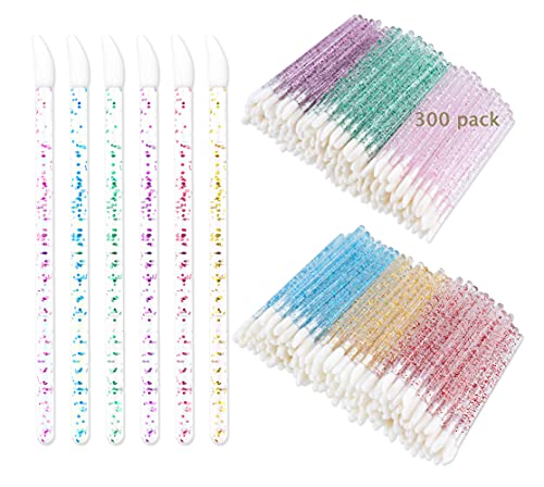 300PCS Glitter Crystal Lip Brush, Disposable Crystal Lip Brushes Tool Kits Lip Gloss Applicators...