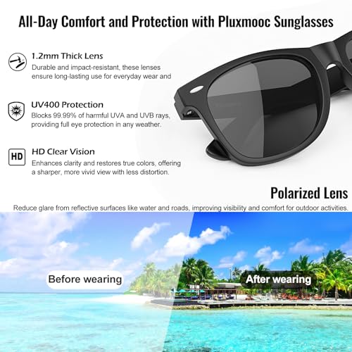 Polarized Sunglasses Womens Men,Trendy Black Sun Glasses,Classic Dark Shades for Driving Fishing, UV400 Protection4