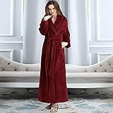 QARNBERG Bademantel, Damen Herren Winter Extra Lang Warmer Bademantel Luxus Dickes Gitter Flanell Bademantel Weicher Thermischer Morgenmantel Brautjungfernroben, Herren, M (Männer XL) (Frauen M)