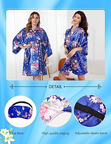 Image of EPLAZA Womens Floral Satin Robe Bride Bridesmaid Robes Wedding Kimono