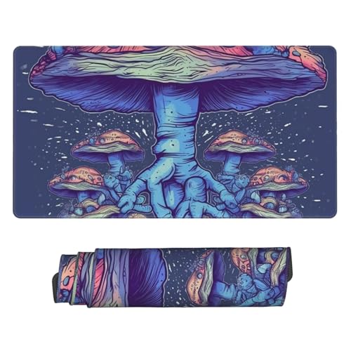 Tapis de souris de jeu XXL champignon bleu 40x75 cm antidérapant