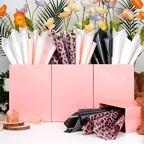 Image of Larcenciel 60 Sheets Leopard Tissue Paper, Metallic Cheetah Gift Wrapping Tissue Paper for Gift Bags & Packaging, Pink Black Art Tissue for Birthday, Bachelor Party, Weddings, Holidays,19.7x13.8inch