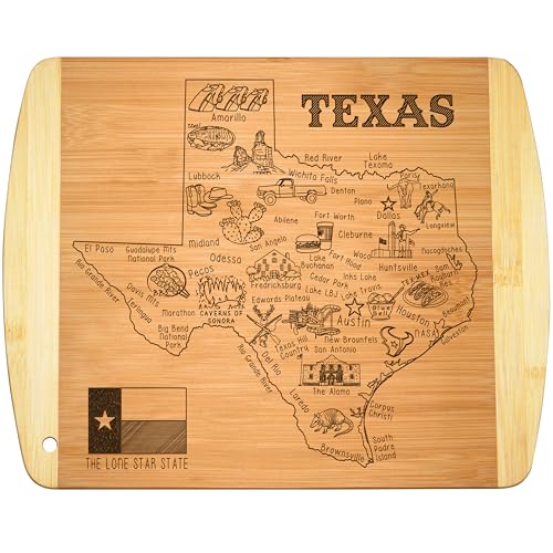 Tabla de cortar rectangular de bambú con mapa de Texas miniatura 1