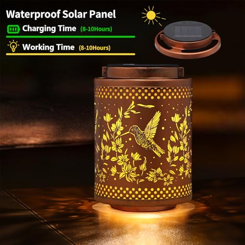 image for Tepaken Hummingbird Solar Lanterns Garden Decor Birthday Gifts for Wom