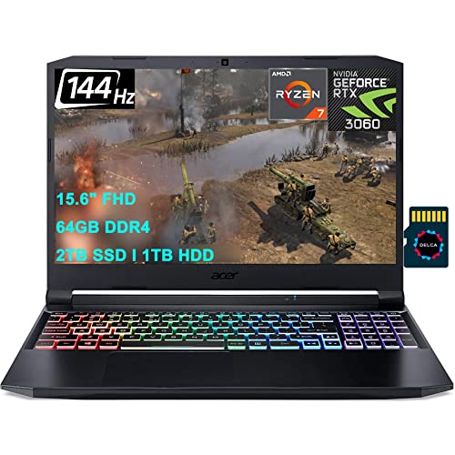 Acer Nitro 5 Gaming Laptop I 15.6 Full HD IPS 144Hz ComfyView I AMD 8-core Ryzen 7 5800H (>i9-10885H) I 64GB DDR4 2TB SSD + 1TB HDD I GeForce RTX 3060 6GB I Backlit USB-C Win10 + 32GB MicroSD Card Acer Nitro 5 Gaming Laptop I 15.6" Full HD IPS 144Hz ComfyView I AMD 8-core Ryzen 7 5800H (>i9-10885H) I 64GB DDR4 2TB SSD + 1TB HDD I GeForce RTX 3060 6GB I Backlit USB-C Win10 + 32GB MicroSD Card