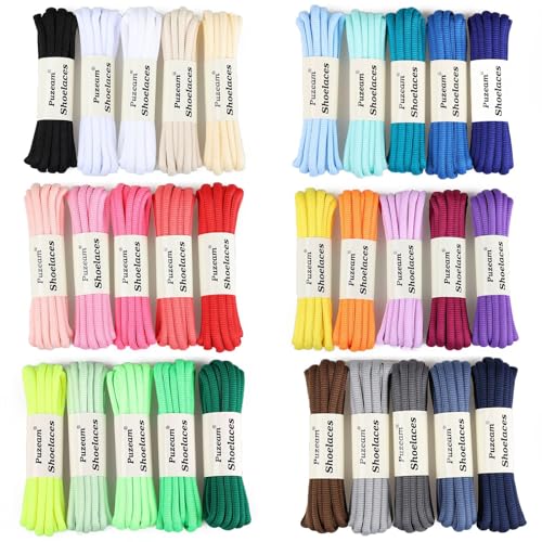 Image of 2 Pairs Oval Athletic Shoelaces 33 Colors 1 /4 inch Half Round Shoe Laces for Sneakers