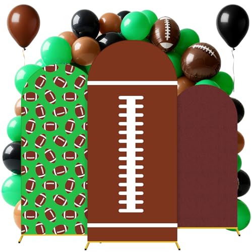 Tingjoo 3 Pcs Football Arch Backdrop Cover Set 4Ft 5Ft 6Ft Rugby Theme Birthday Party Decorations Polyester Arch Stand Cover for Sport Competition Backyard Photo Props Backdrop Decor