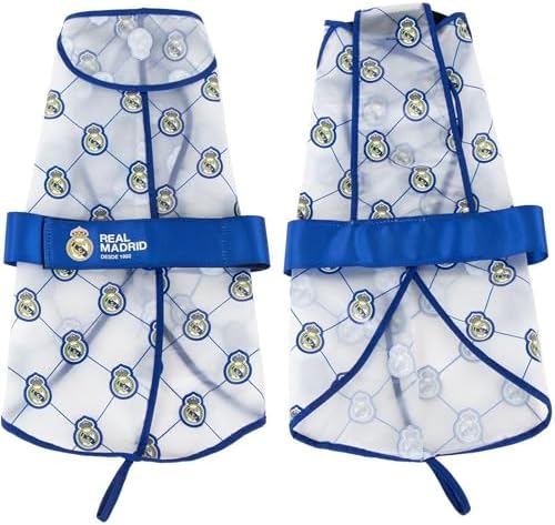 Real Madrid Regenmantel für Hunde, wasserdicht, wasserdicht, Bequeme Passform, offizielles Fußballprodukt